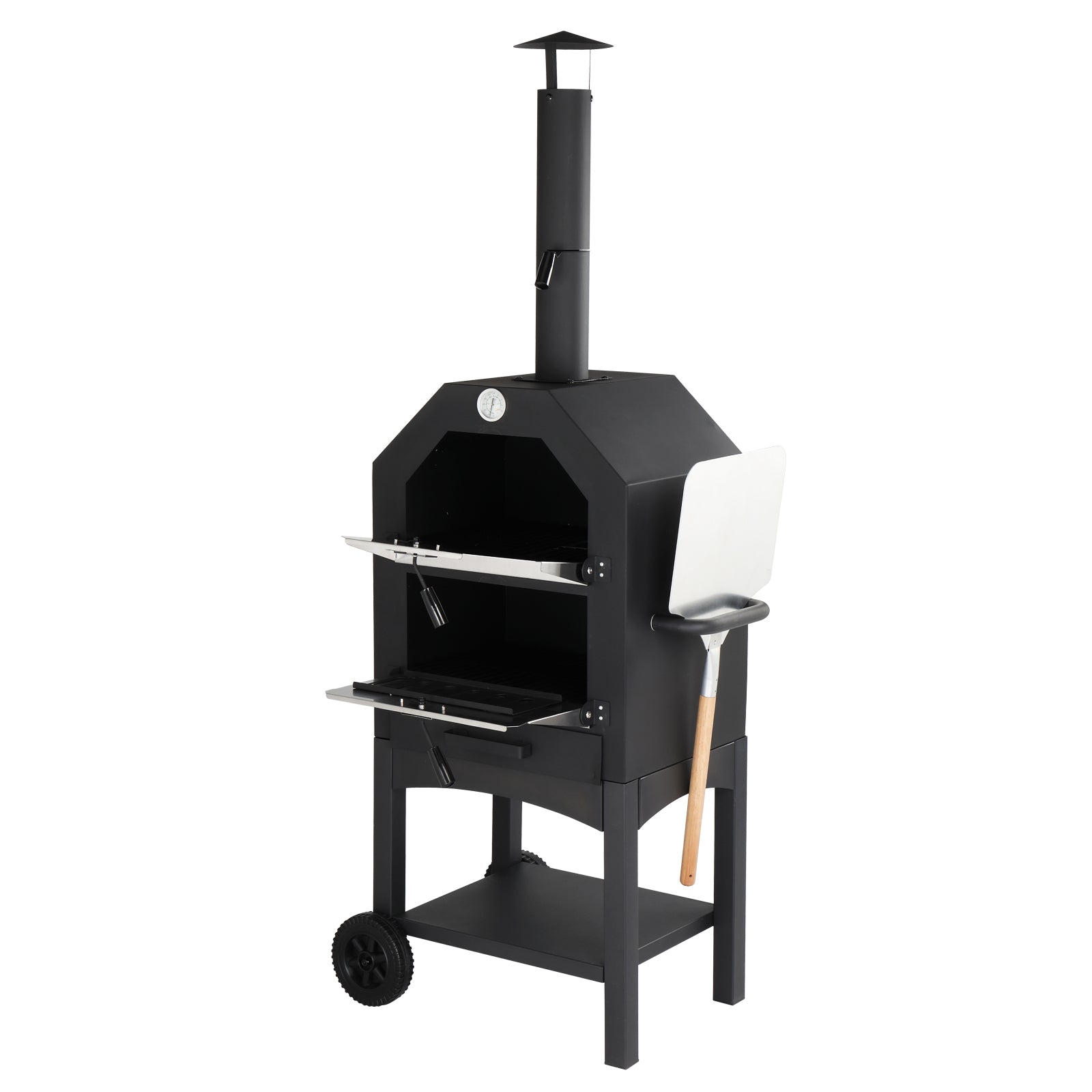 Outdoor Wood Fired Pizza Oven with Pizza Stone, Pizza Peel, Grill Rack,  for Backyard and Camping