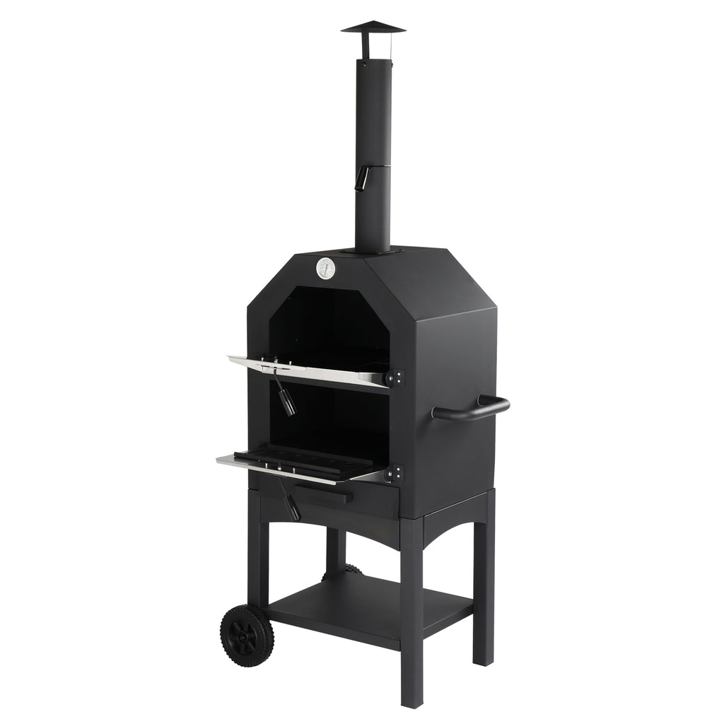 Outdoor Wood Fired Pizza Oven with Pizza Stone, Pizza Peel, Grill Rack,  for Backyard and Camping