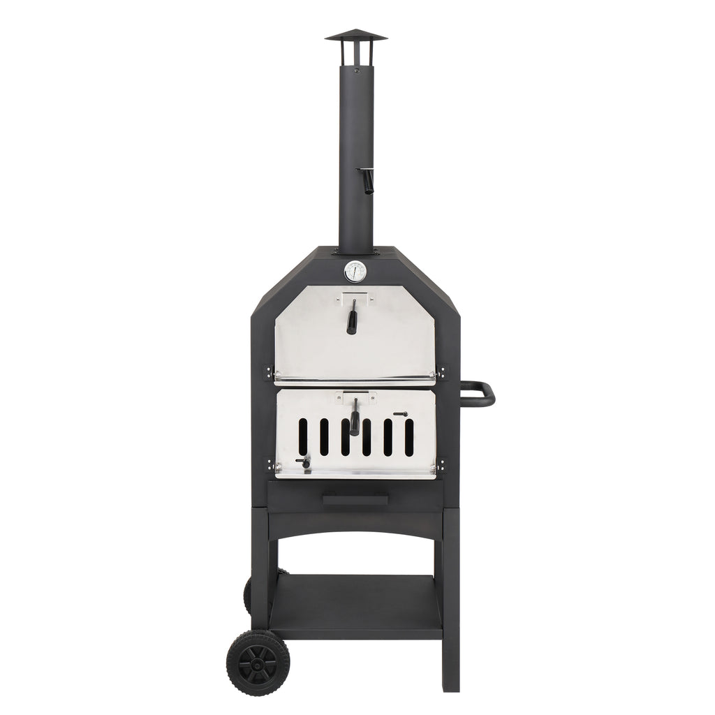Outdoor Wood Fired Pizza Oven with Pizza Stone, Pizza Peel, Grill Rack,  for Backyard and Camping