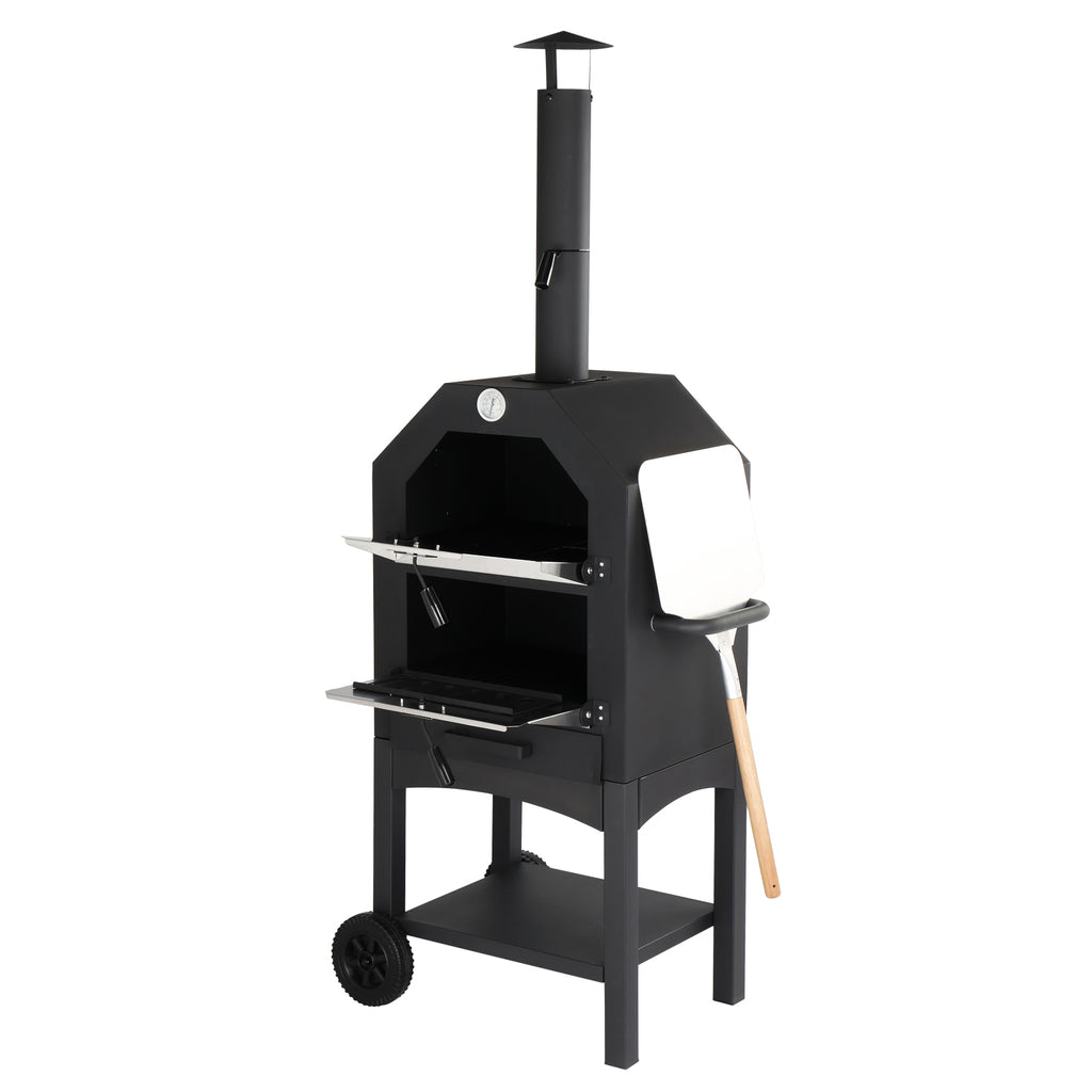 Outdoor Wood Fired Pizza Oven with Pizza Stone, Pizza Peel, Grill Rack,  for Backyard and Camping