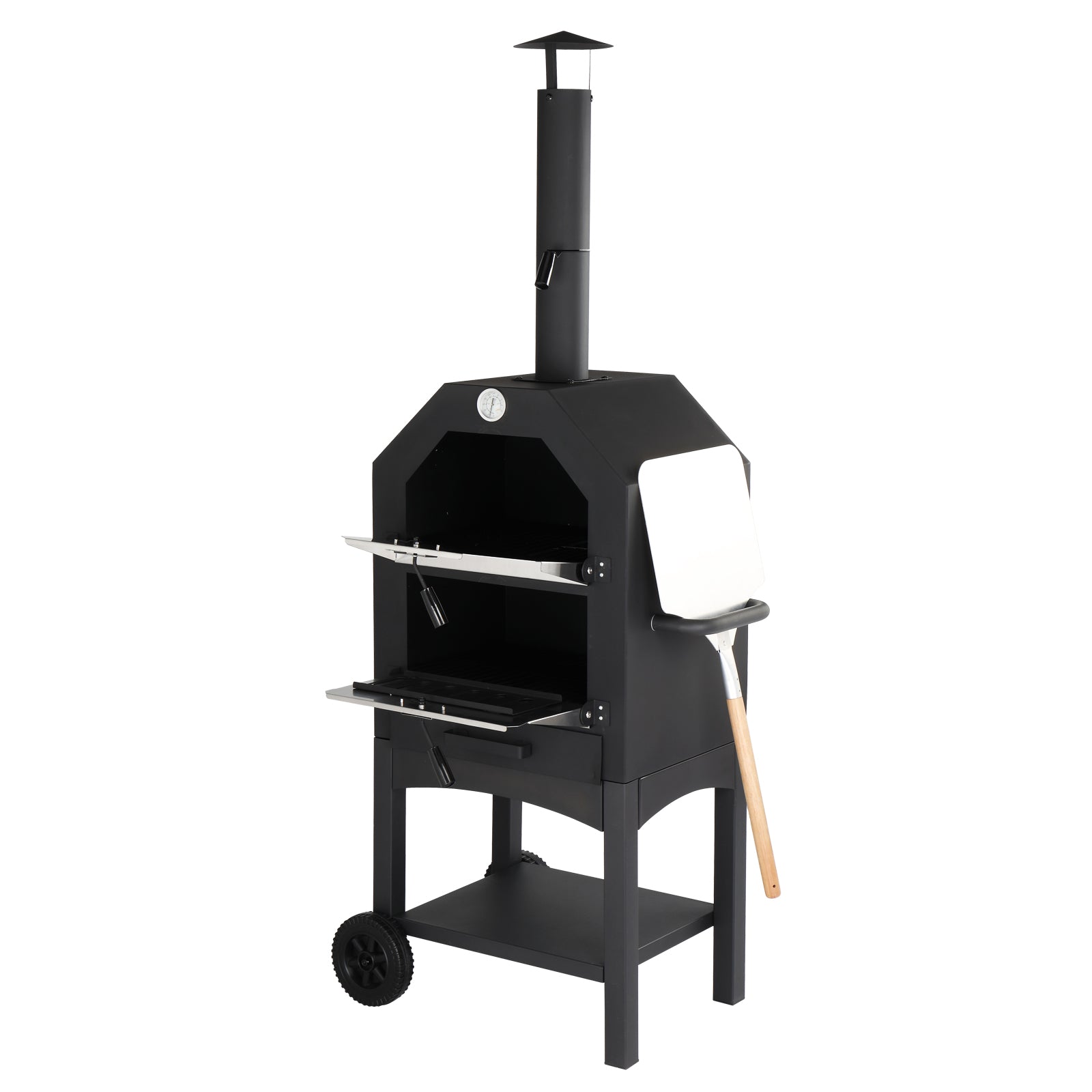 Outdoor Wood Fired Pizza Oven with Pizza Stone, Pizza Peel, Grill Rack,  for Backyard and Camping