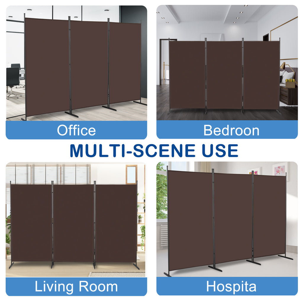 6FT Trifold 130g Polyester Fabric Plastic Foot Carbon Steel Frame Foldable Screen Brown