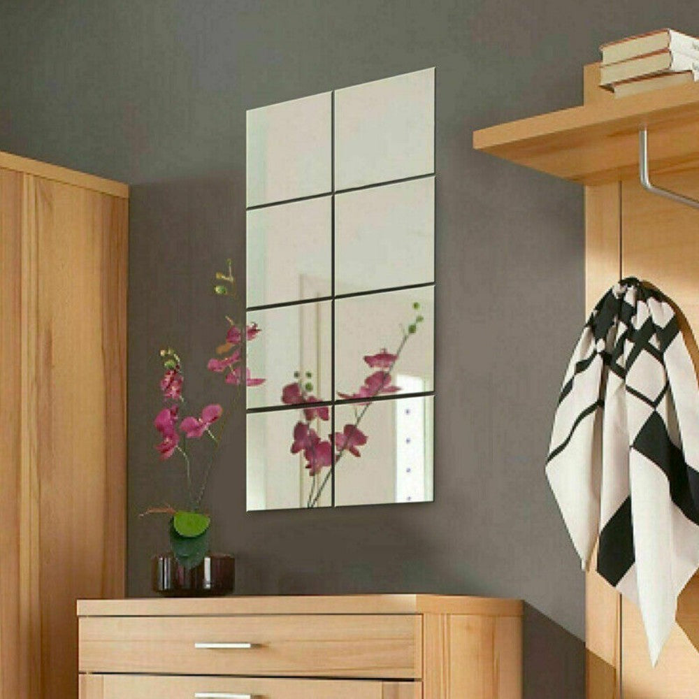40 Pack Self-Adhesive Mirror Tiles - 15cm Square Wall Stickers