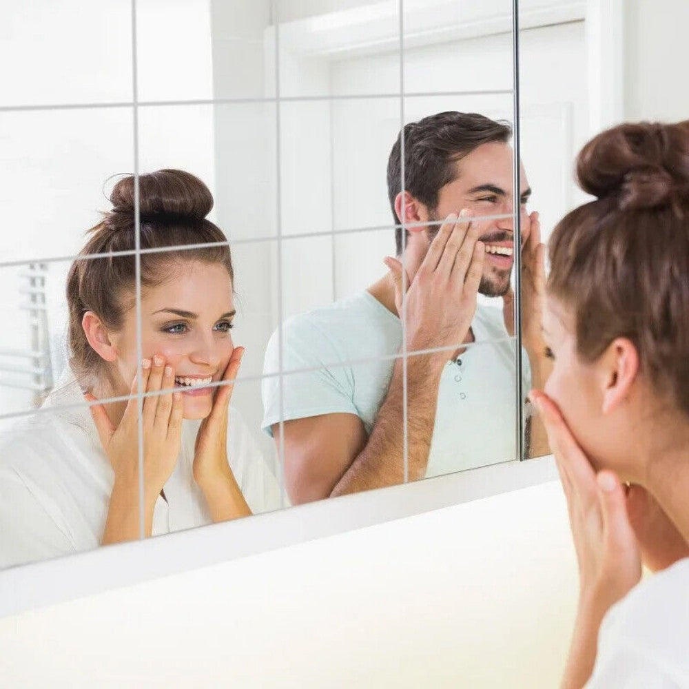 40 Pack Self-Adhesive Mirror Tiles - 15cm Square Wall Stickers