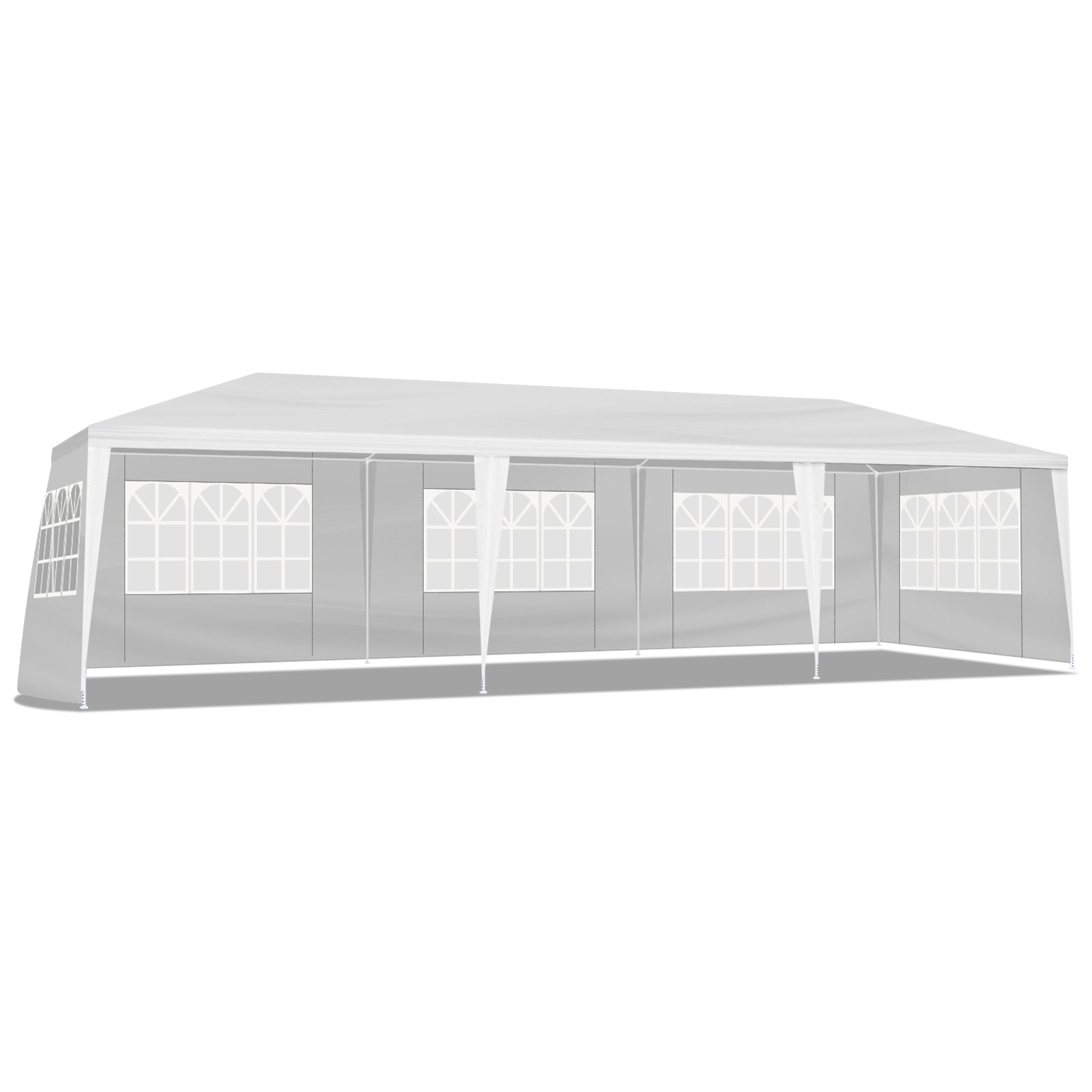 10'x30' Outdoor Party Tent with 8 Removable Sidewalls, Waterproof Canopy Patio Wedding Gazebo, White