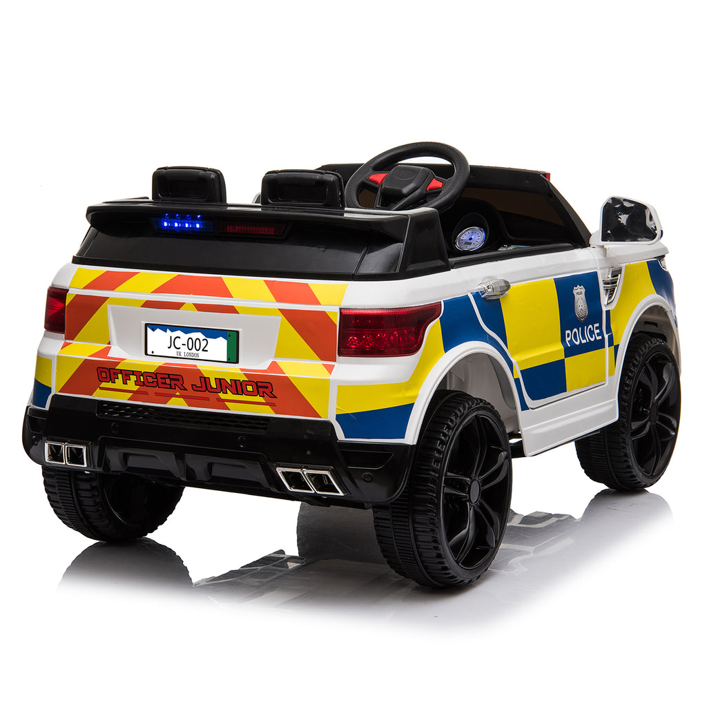 Dual Drive 12V 7Ah Police Car with 2.4G Remote Control White