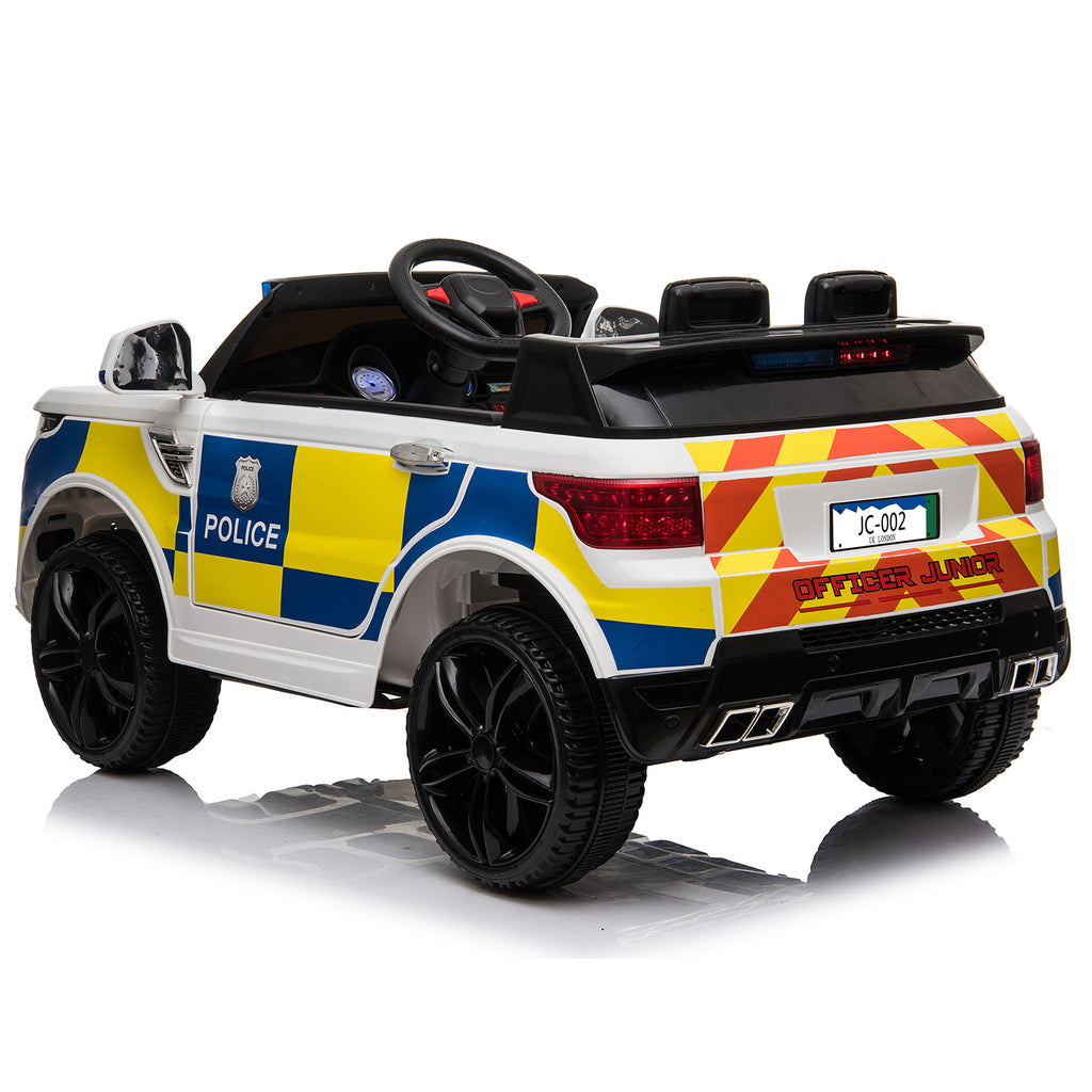 Dual Drive 12V 7Ah Police Car with 2.4G Remote Control White