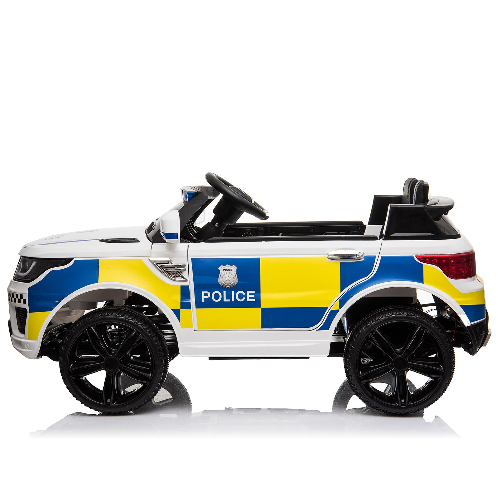 Dual Drive 12V 7Ah Police Car with 2.4G Remote Control White