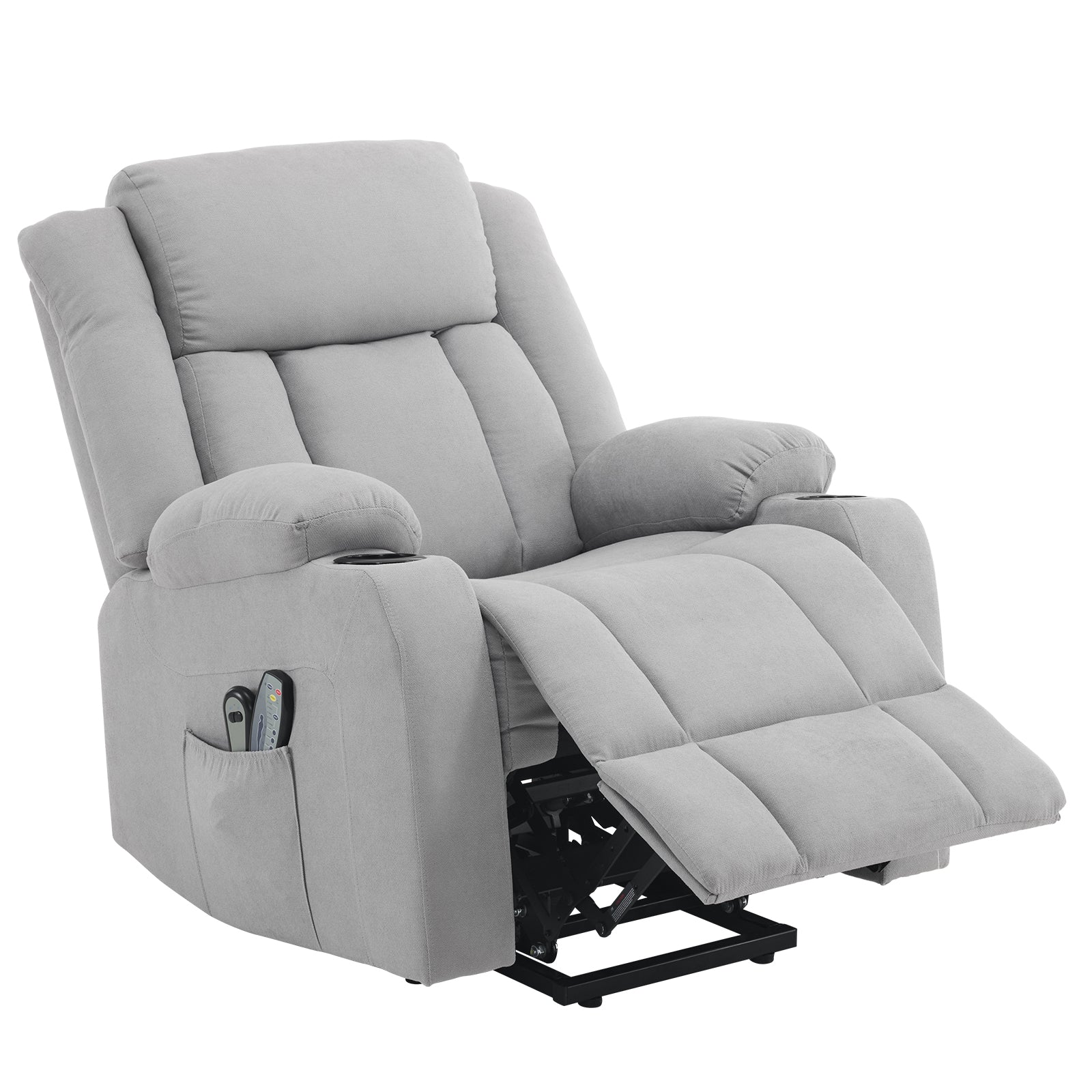 1pcs grey fabric electric elderly chair with 8-point massage belt heating 120kg indoor functional chair, UK