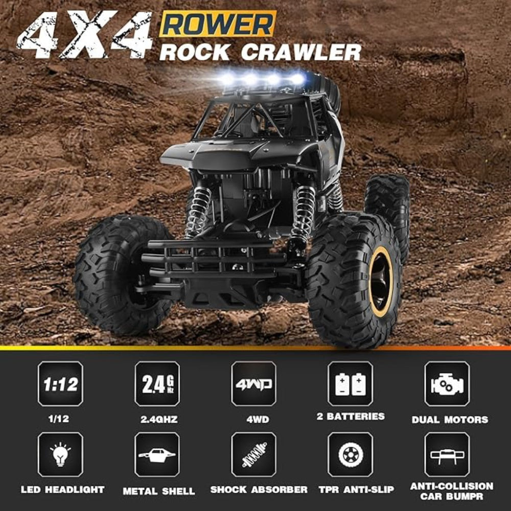 2025 NEW 4DRC 1:12 Rock Crawler Rechargeable Off Road Truck 4WD , Metal Shell LED Headlights RC Remote Control Off Road Car Truck,Logistics is randomly sent by UPS/USPS/FEDEX/UNI/Amazon Logistics/EVRI