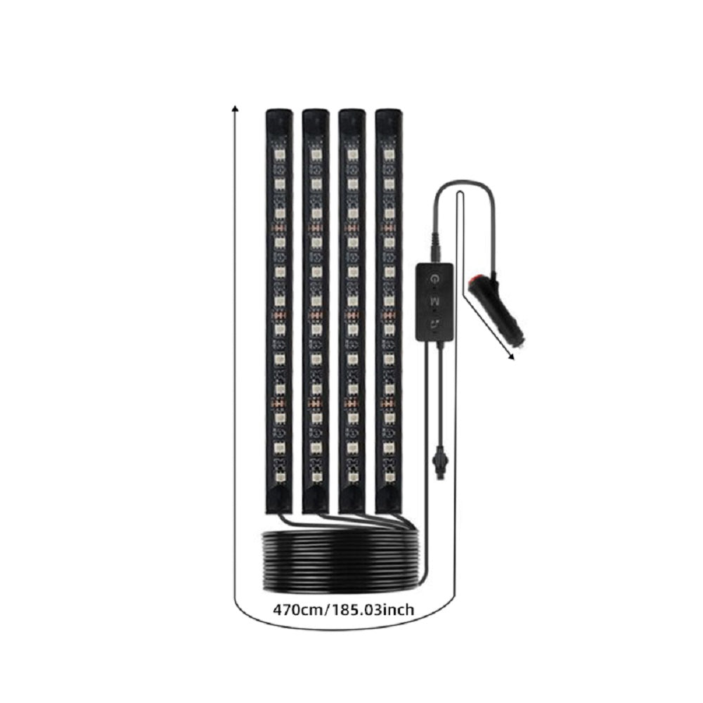 Car Interior Footwell LED Strip Lights RGB Multicolour Remote Atmosphere Lamp