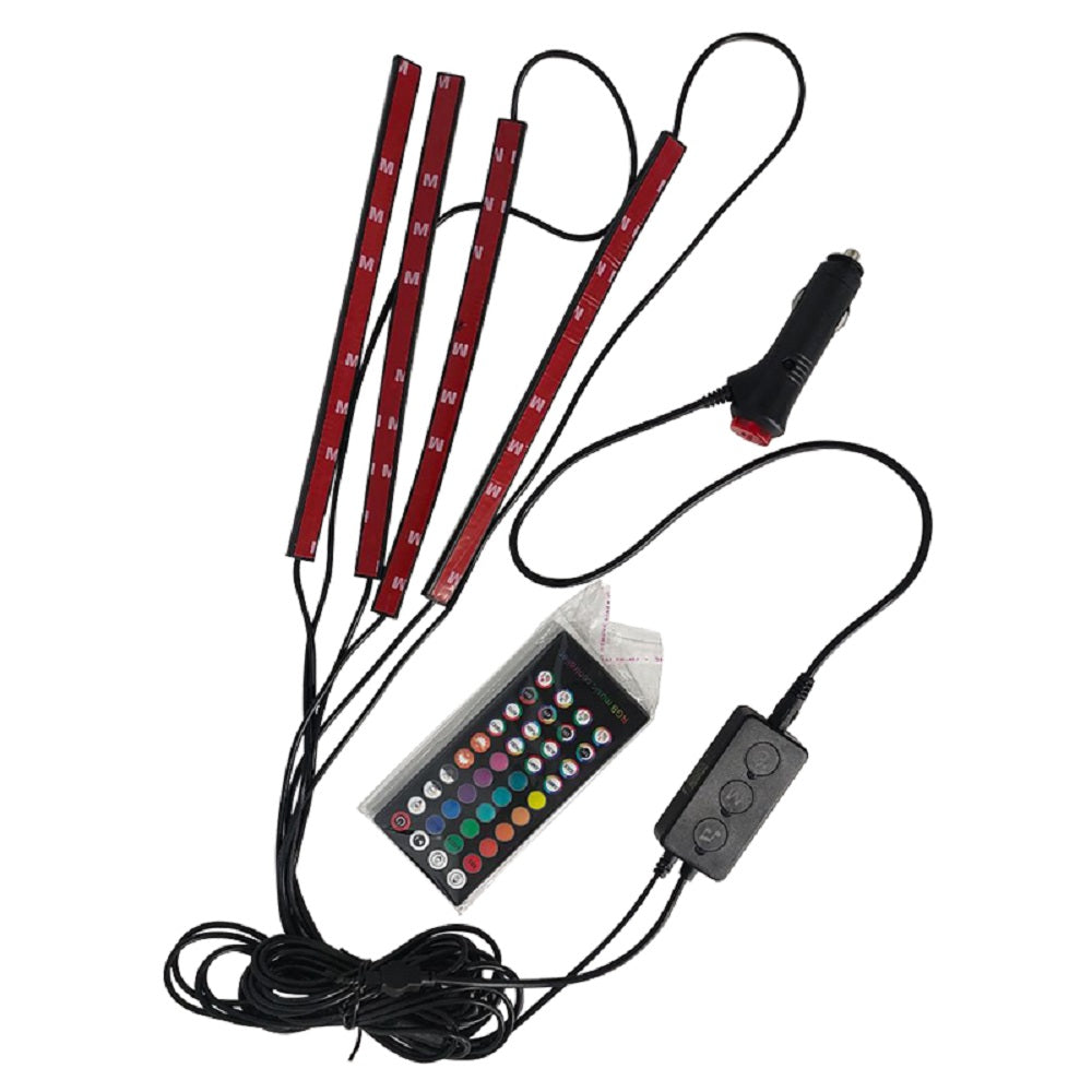 Car Interior Footwell LED Strip Lights RGB Multicolour Remote Atmosphere Lamp