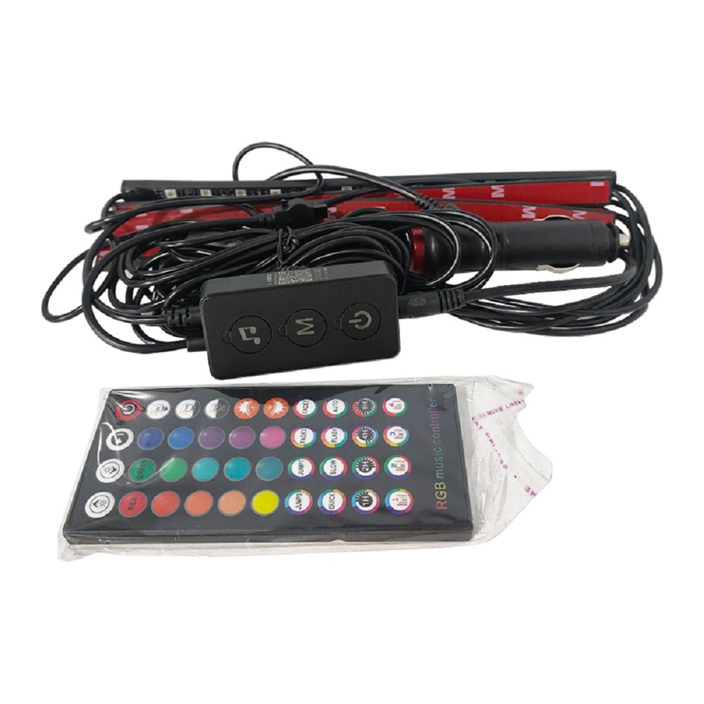Car Interior Footwell LED Strip Lights RGB Multicolour Remote Atmosphere Lamp