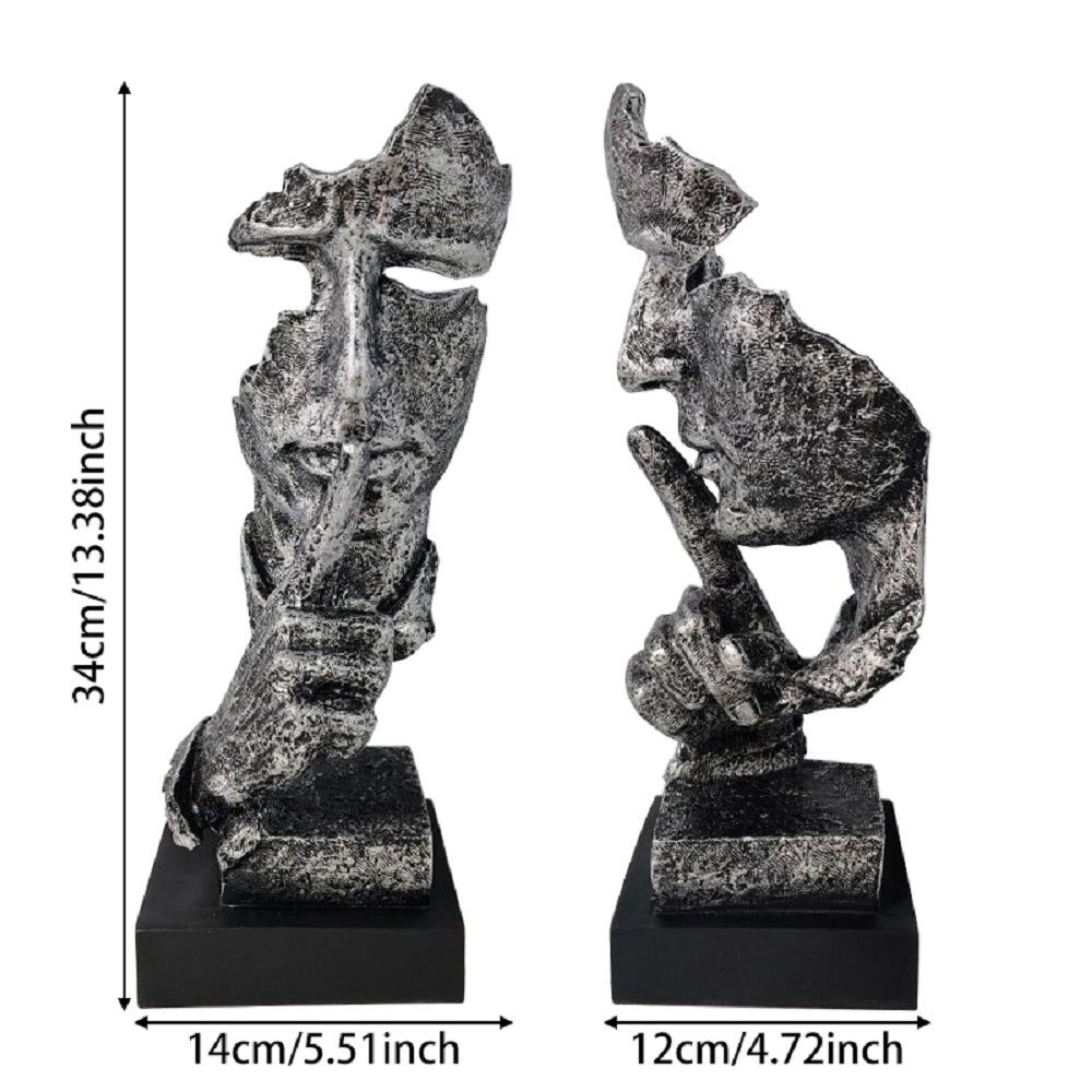 Resin Silent Man Statue Face Sculpture ，Modern Abstract Art Silence Carving Figurines