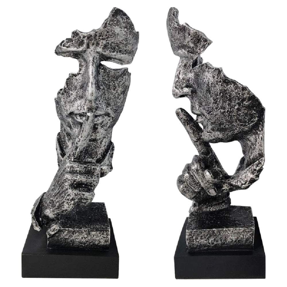 Resin Silent Man Statue Face Sculpture ，Modern Abstract Art Silence Carving Figurines