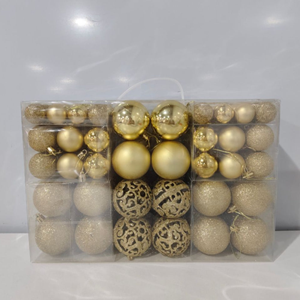 100 Christmas Baubles Gold - Shatterproof Xmas Tree Decorations Set