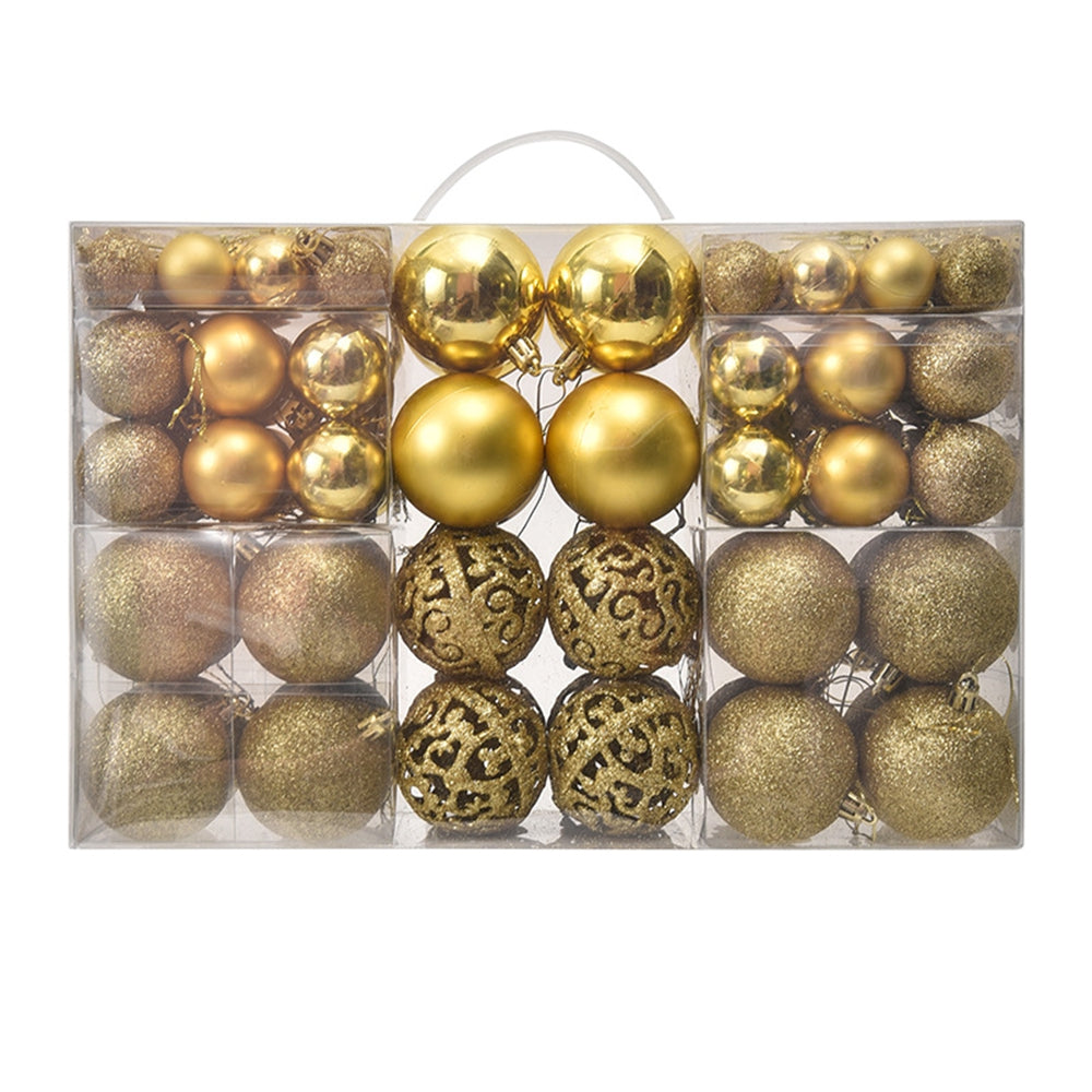 100 Christmas Baubles Gold - Shatterproof Xmas Tree Decorations Set