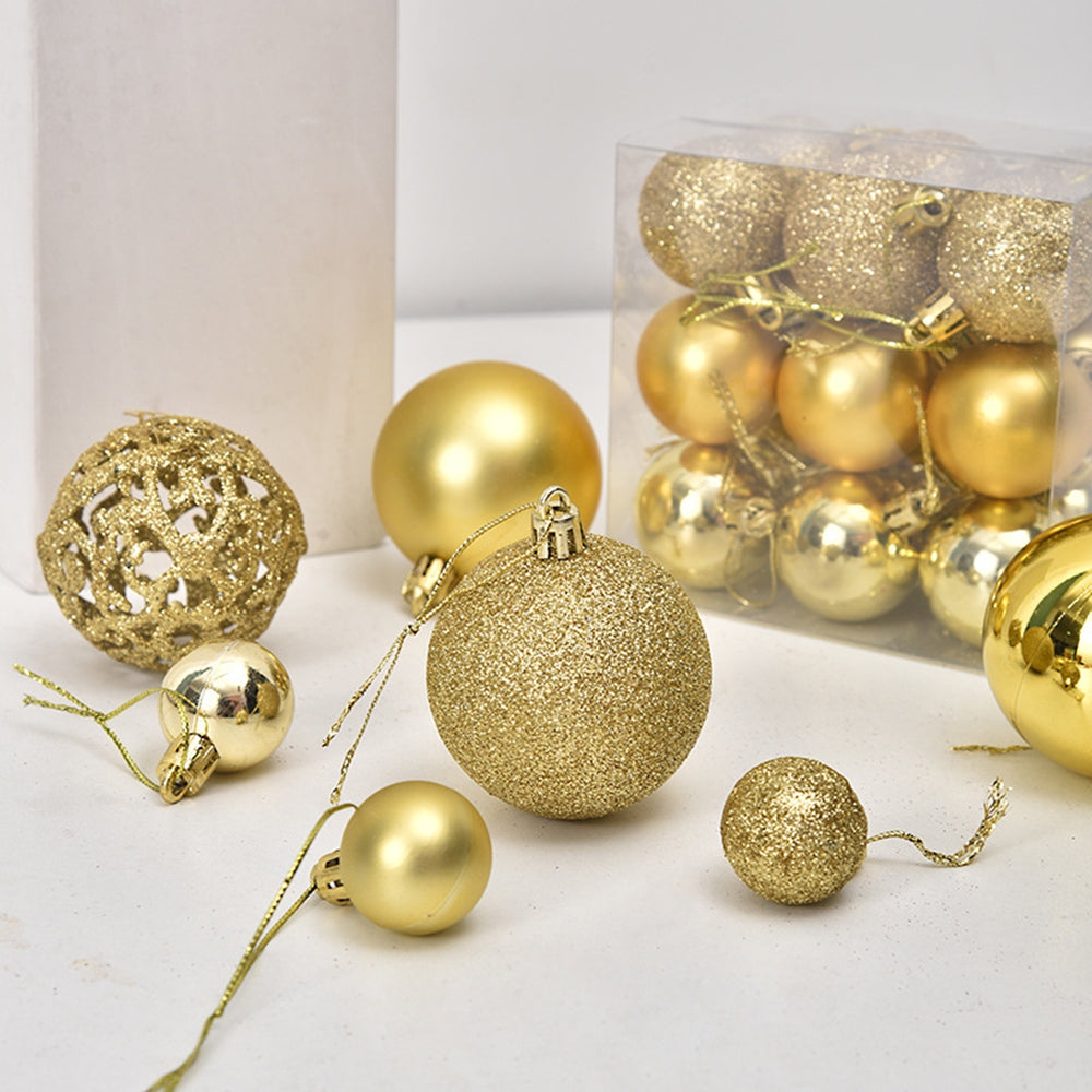 100 Christmas Baubles Gold - Shatterproof Xmas Tree Decorations Set