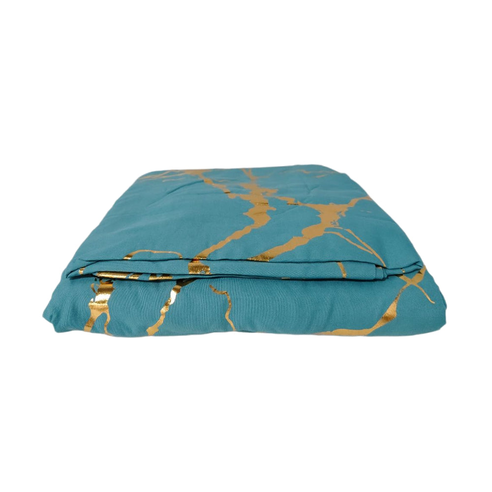 Microfiber Duvet Cover Double Size, Marble Geometric Print Gold Blue Comfort Bedding Set 3 Piece Zipper Duvet Cover and Pillowcase (Pattern 200x200 cm)