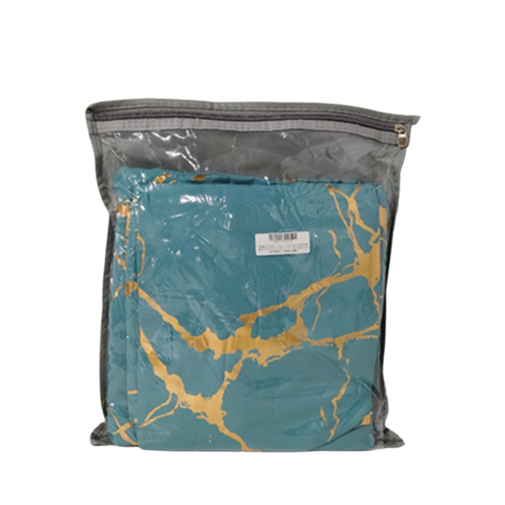 Microfiber Duvet Cover Double Size, Marble Geometric Print Gold Blue Comfort Bedding Set 3 Piece Zipper Duvet Cover and Pillowcase (Pattern 200x200 cm)