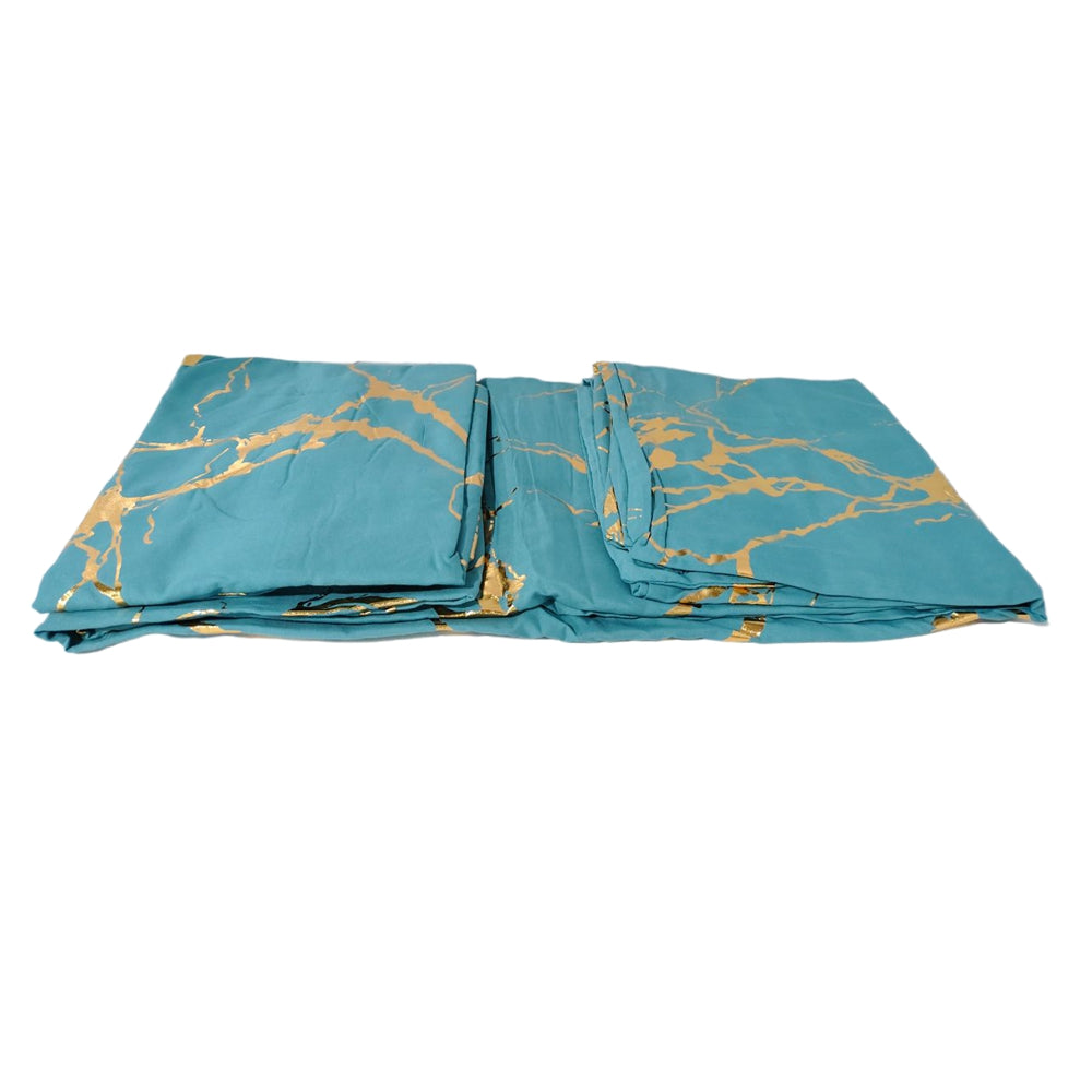 Microfiber Duvet Cover Double Size, Marble Geometric Print Gold Blue Comfort Bedding Set 3 Piece Zipper Duvet Cover and Pillowcase (Pattern 200x200 cm)