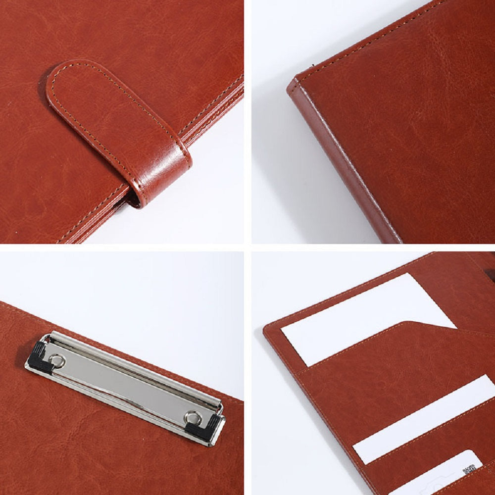 A4 Leather Clipboard Folder with Document Organiser Pockets