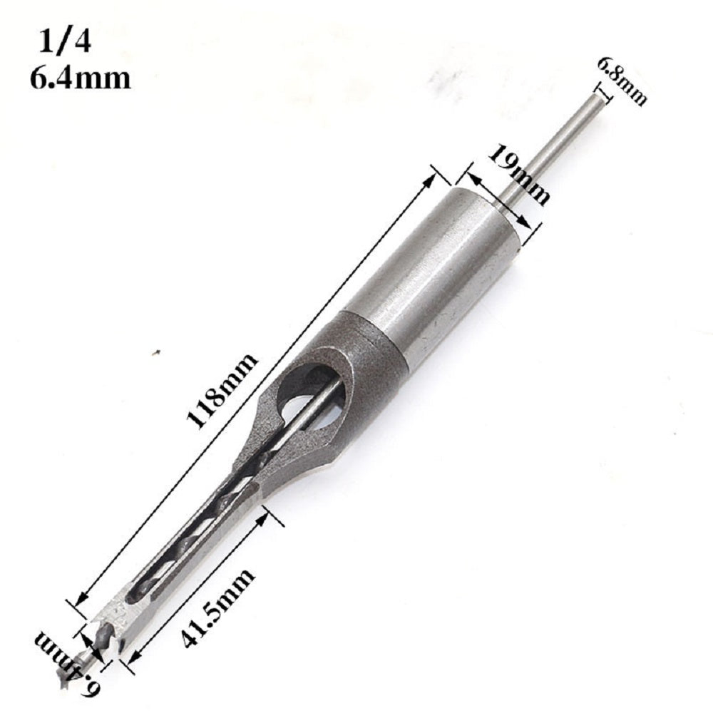 4Pcs Woodworking Square Hole Drill Bits 6.4/8/9.5/12.7