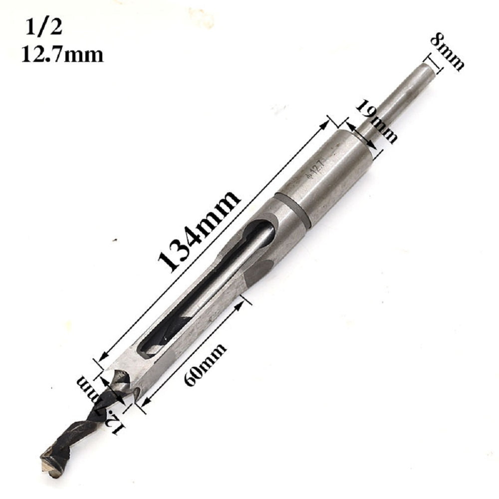 4Pcs Woodworking Square Hole Drill Bits 6.4/8/9.5/12.7