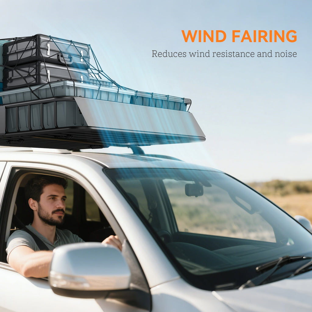 Roof luggage rack basket tray