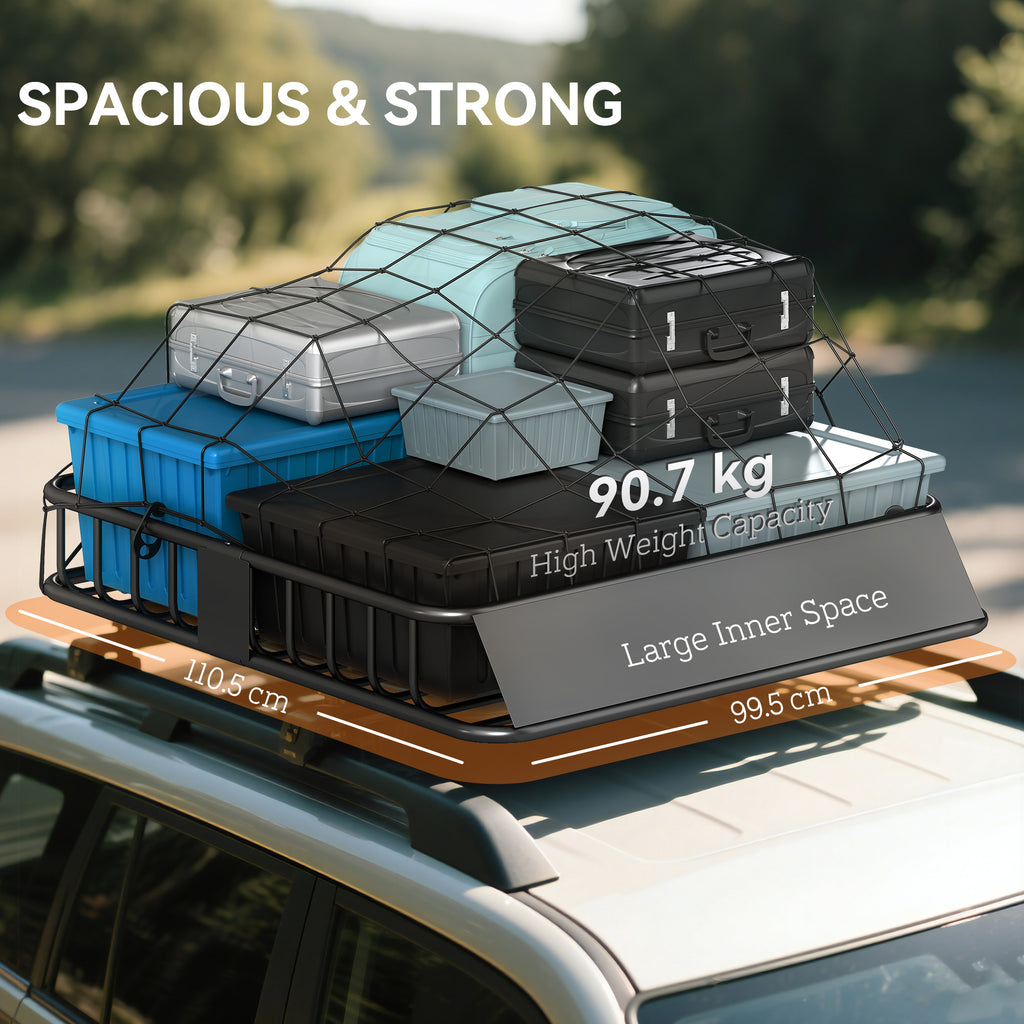 Roof luggage rack basket tray