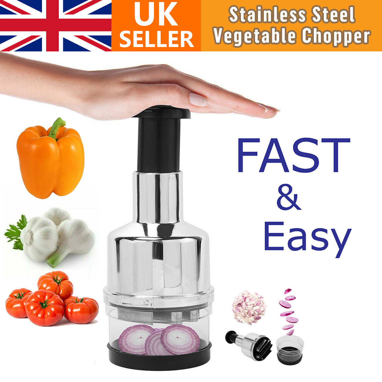Kitchen Slap Chop Garlic Onion Vegetable Slicer Chopper Cutter Food Peeler Dicer