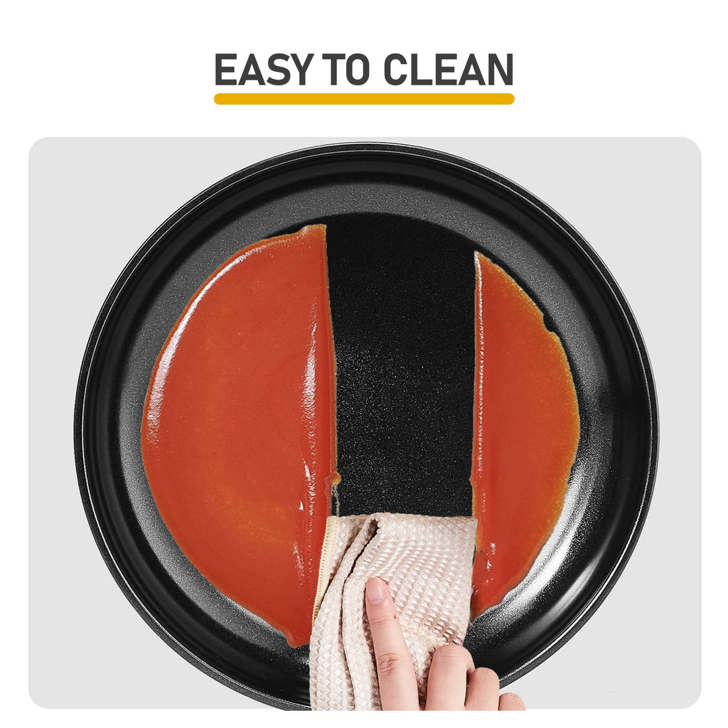 17-Piece Aluminum Cookware Set, Black Non-Stick Pots and Pans Set with Assembled Handles - 5 Pots & 2 Lids, Compatible with Induction, Gas, Electric Stoves, Perfect for Home Kitchen Use