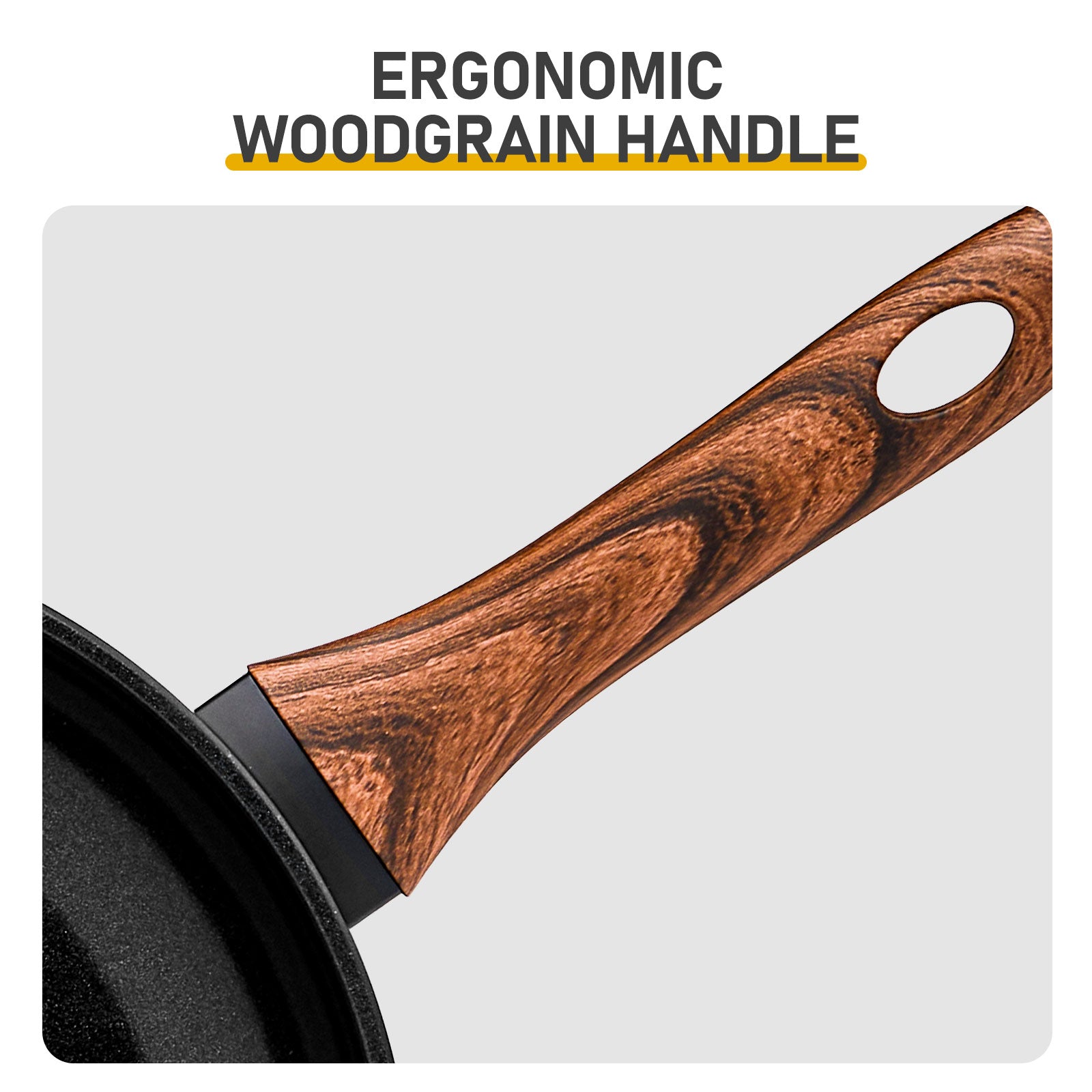 17-Piece Aluminum Cookware Set, Black Non-Stick Pots and Pans Set with Assembled Handles - 5 Pots & 2 Lids, Compatible with Induction, Gas, Electric Stoves, Perfect for Home Kitchen Use